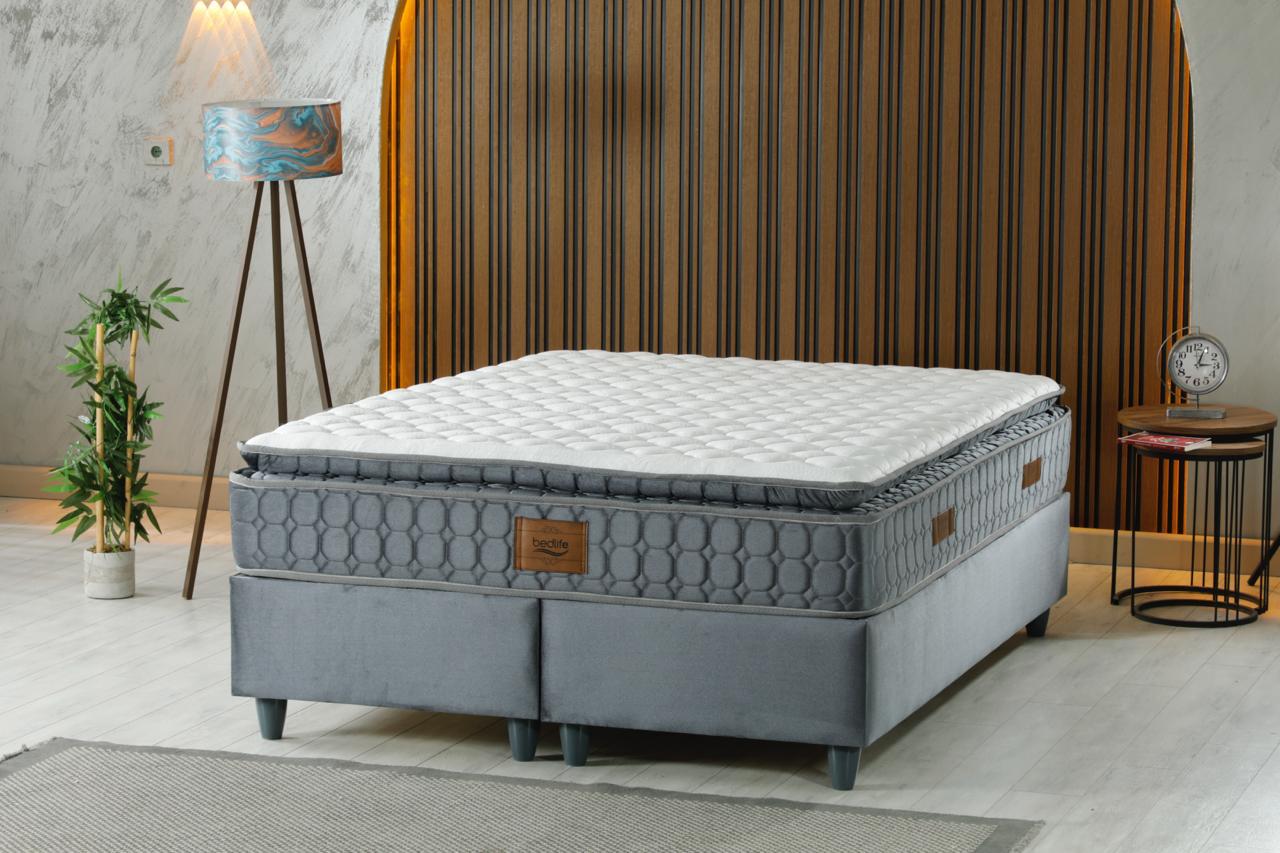 BONITA Luxury Upholstered Bed Set – Modern Platform Bed in Anthracite