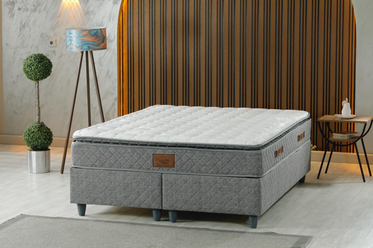 STIL Luxury Upholstered Bed Set – Modern Platform Bed in Gray