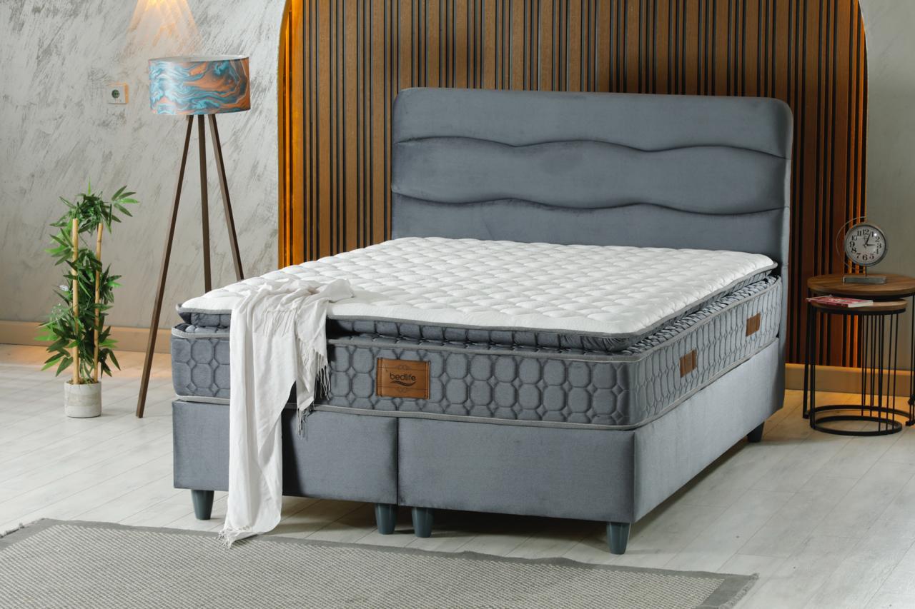BONITA Luxury Upholstered Bed Set – Modern Platform Bed in Anthracite