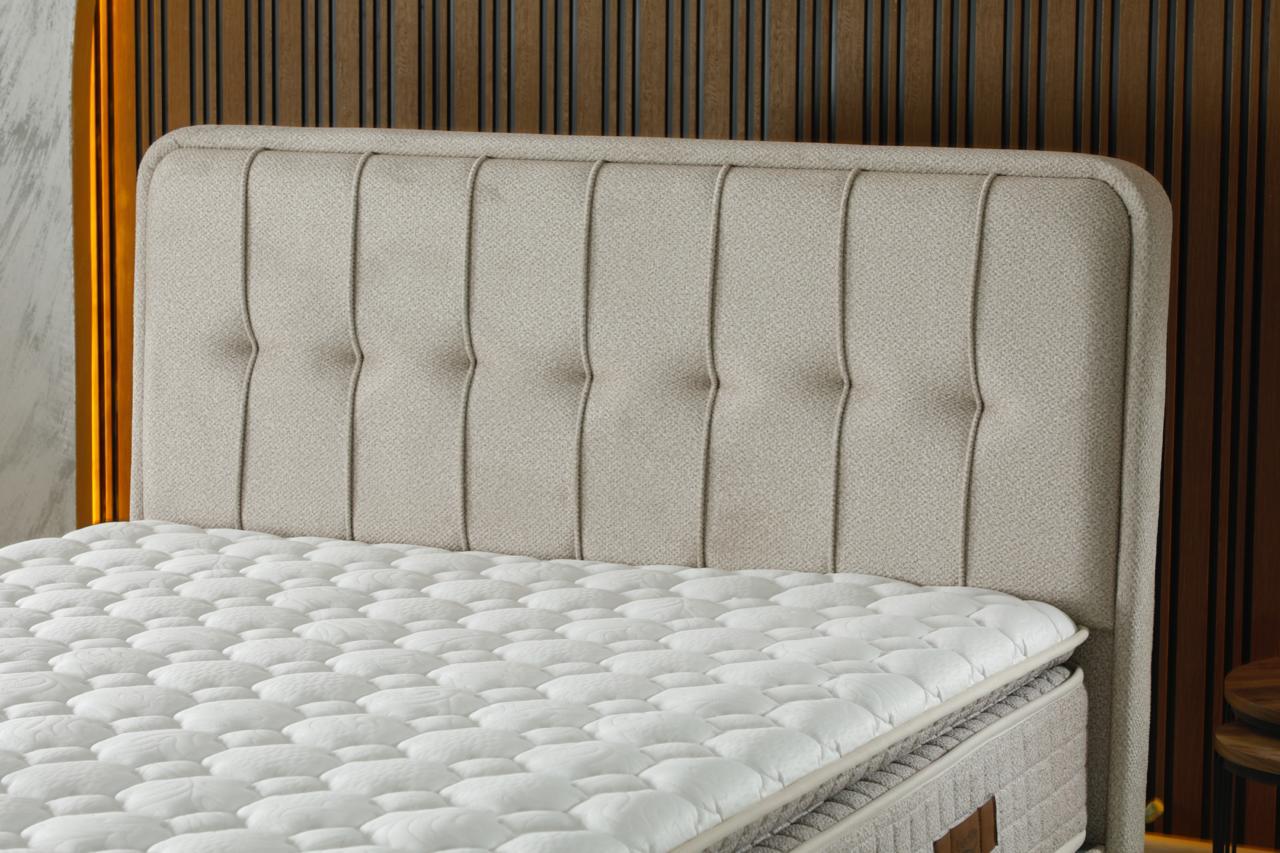 CRAFT Luxury Upholstered Bed Set – Modern Platform Bed in Milk Coffee Puffy Fabric