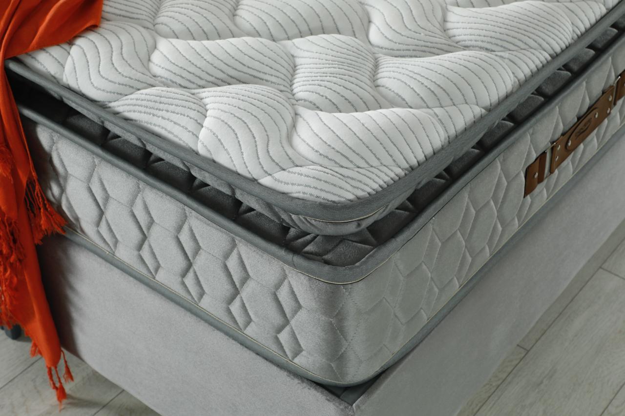 QUATRO Luxury Upholstered Bed Set – Modern Platform Bed in Gray