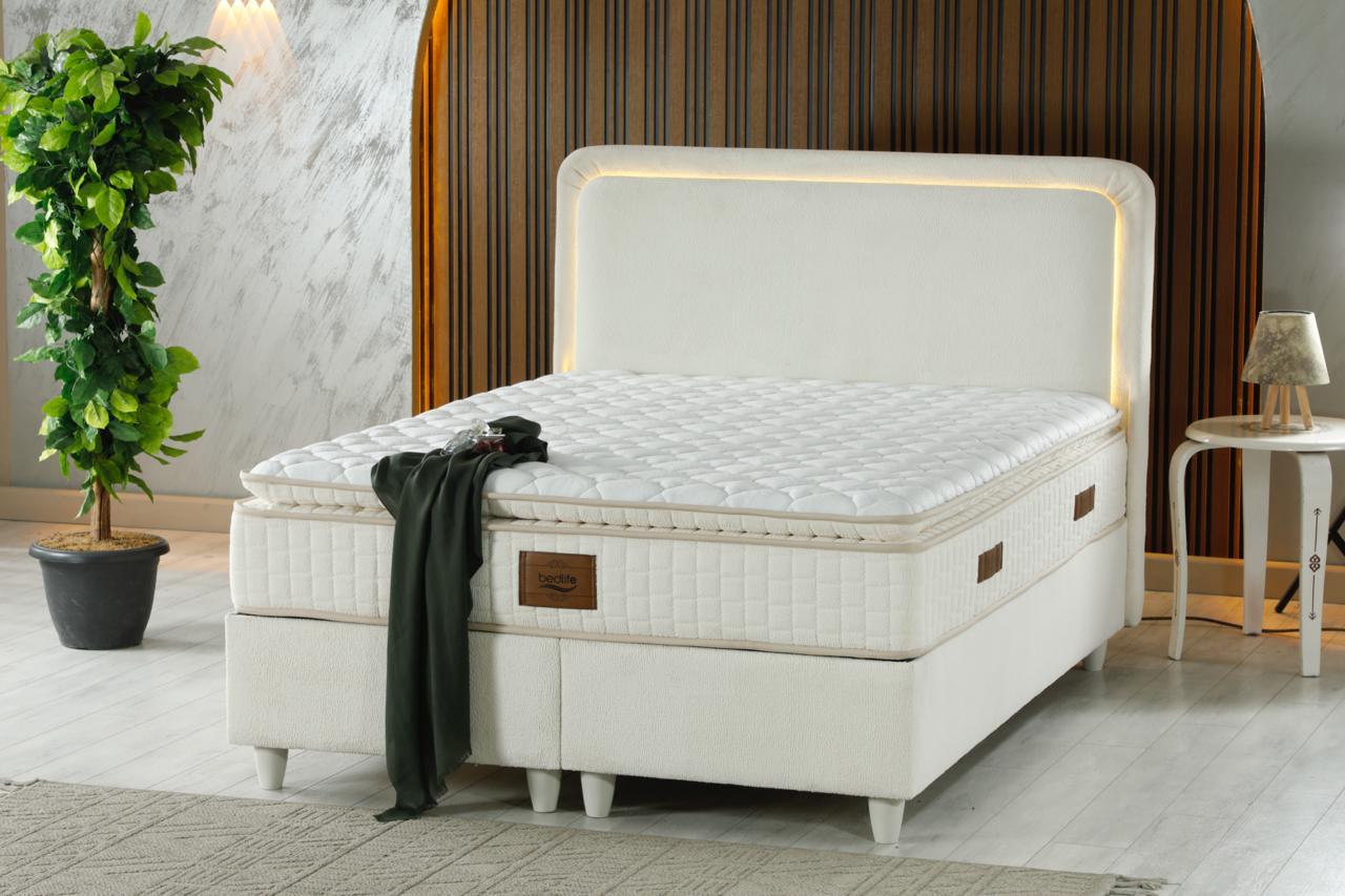 SAFIR Luxury Upholstered Bed Set – Modern Platform Bed in Off-White