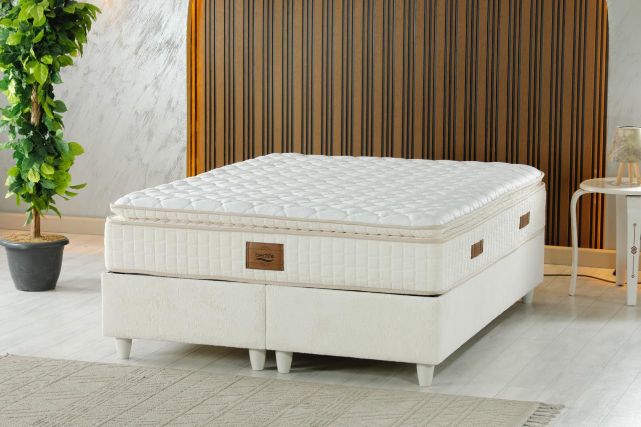 SAFIR Luxury Upholstered Bed Set – Modern Platform Bed in Off-White