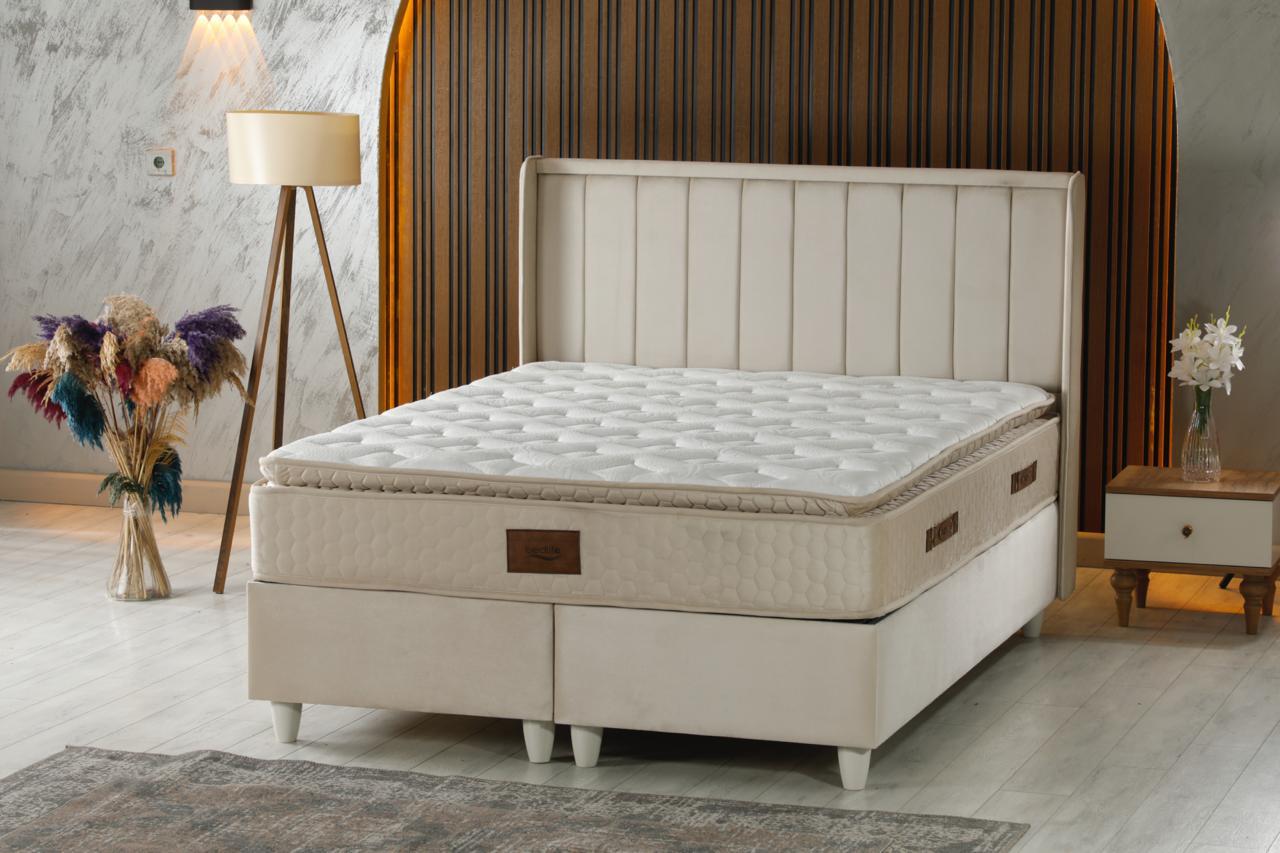 TOKYO Luxury Bed Set – Modern Upholstered Platform Bed in Beige