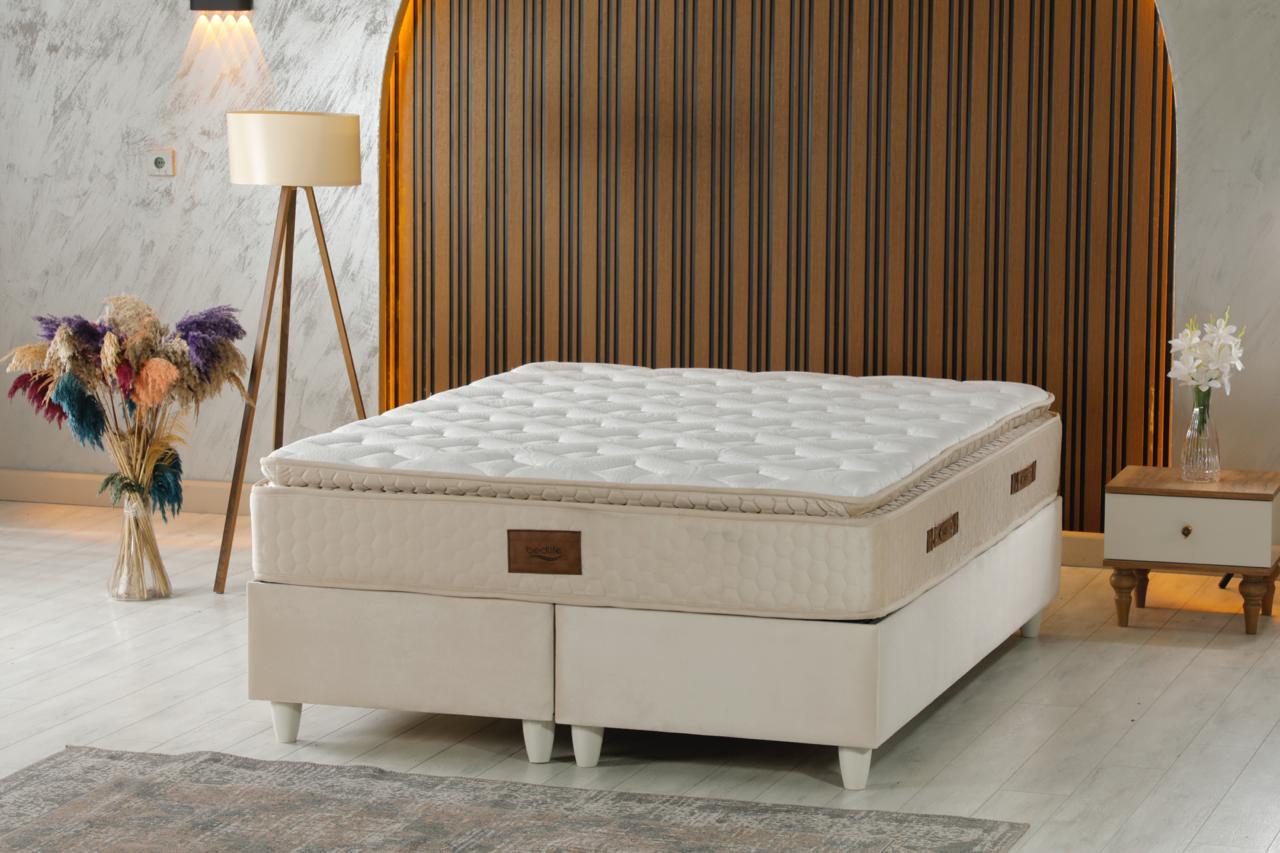 TOKYO Luxury Bed Set – Modern Upholstered Platform Bed in Beige